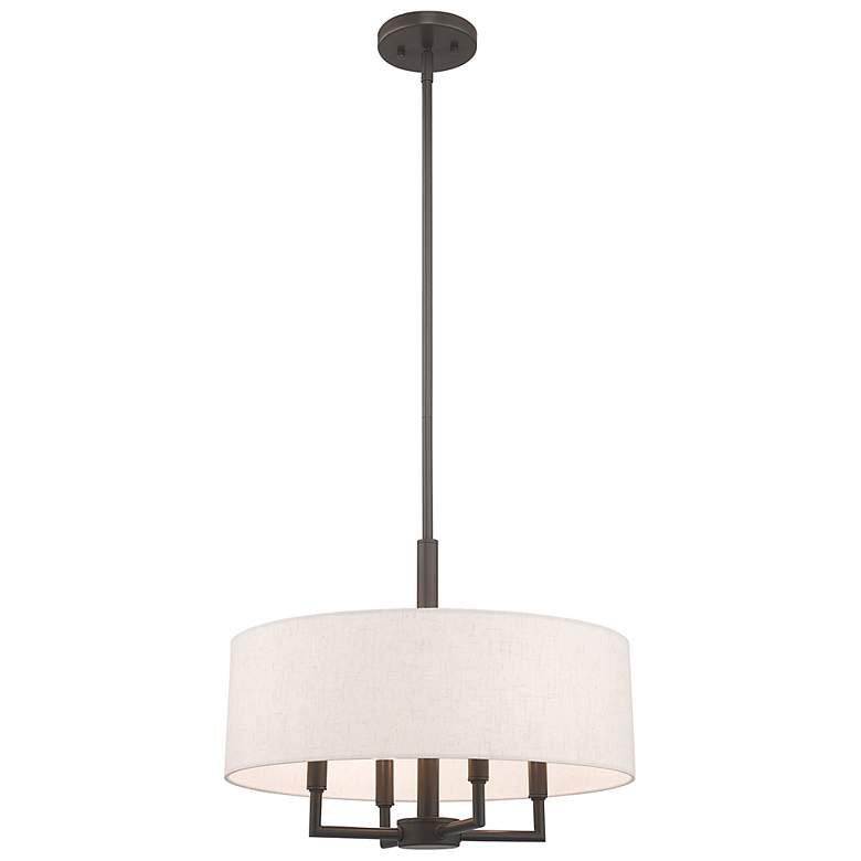 Image 7 Monroe 18" Wide English Bronze 4-Light Drum Chandelier more views
