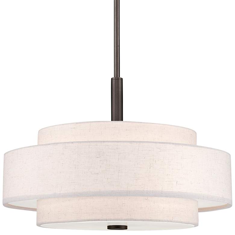 Image 3 Monroe 18" Wide English Bronze Double Drum Pendant Light