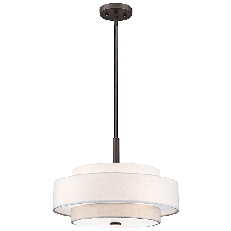 Image 7 Monroe 18" Wide English Bronze Double Drum Pendant Light more views