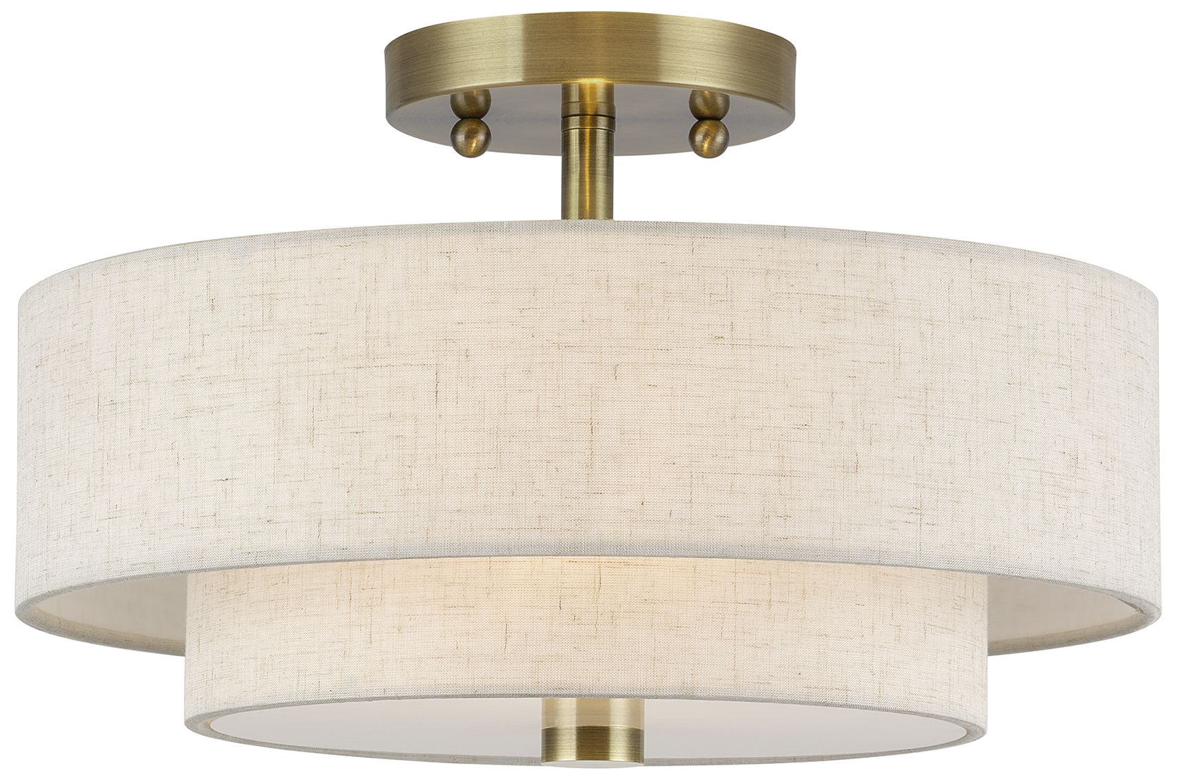Image 2 Monroe 2 Light Antique Brass Medium Semi-Flush