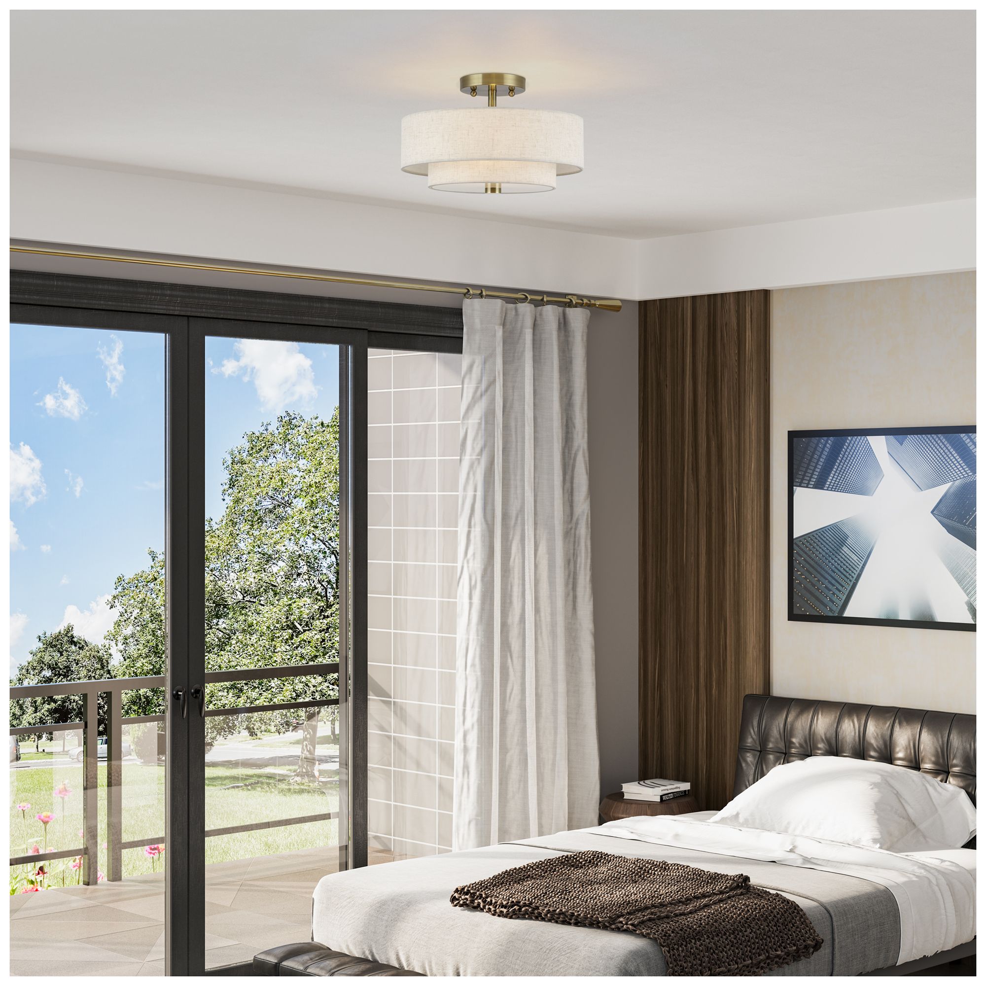 Monroe 2 Light Antique Brass Medium Semi-Flush