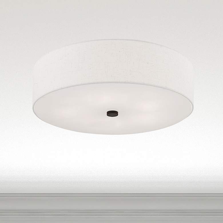 Image 2 Monroe 22" Wide English Bronze Drum Ceiling Light