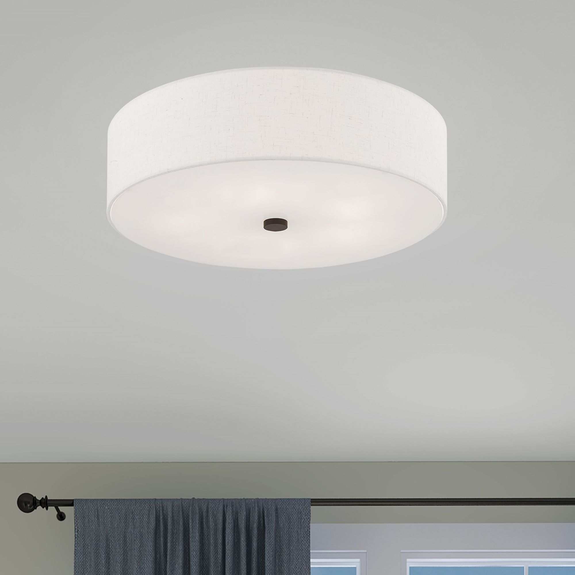 Monroe 22" Wide English Bronze Drum Ceiling Light in scene