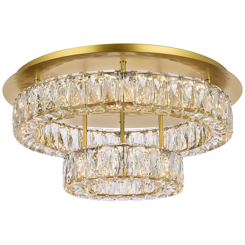 Image 2 Monroe 22" Wide Gold and Clear Crystal LED Ceiling Light