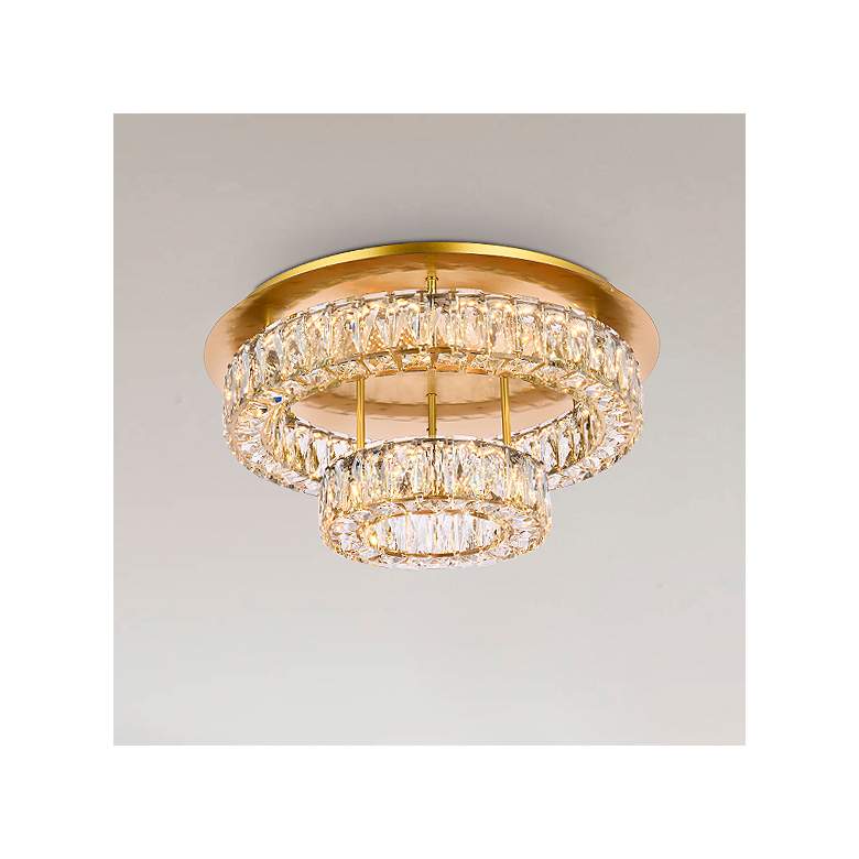 Image 1 Monroe 22" Wide Gold and Clear Crystal LED Ceiling Light