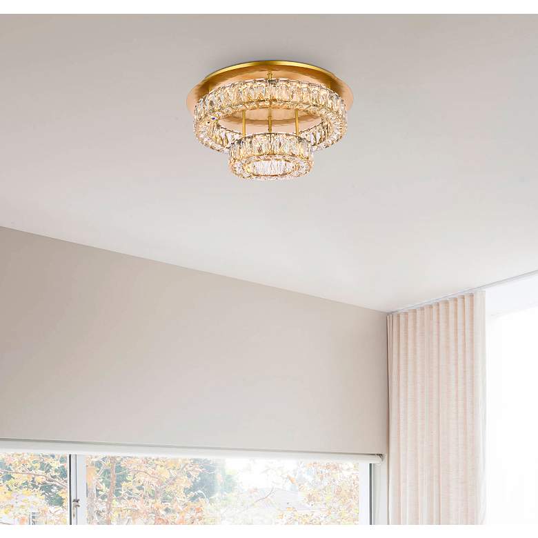 Image 3 Monroe 22" Wide Gold and Clear Crystal LED Ceiling Light more views