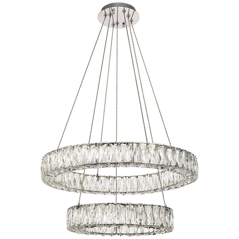 Image 1 Monroe 23 1/2" Wide Chrome 2-Ring LED Chip Pendant