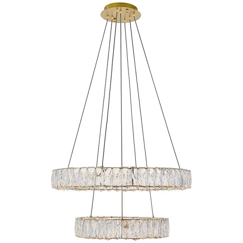 Image 2 Monroe 23 1/2 inch Wide Gold and Crystal 2-Tier LED Chandelier