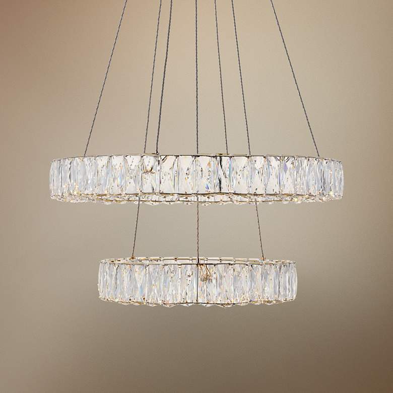 Image 1 Monroe 23 1/2 inch Wide Gold and Crystal 2-Tier LED Chandelier
