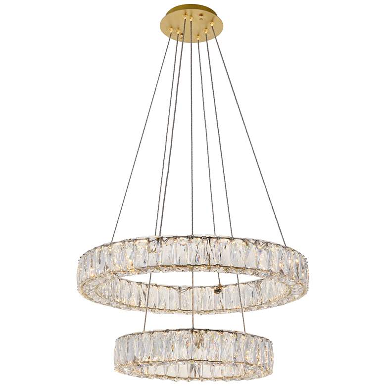 Image 3 Monroe 23 1/2" Wide Gold and Crystal 2-Tier LED Chandelier more views