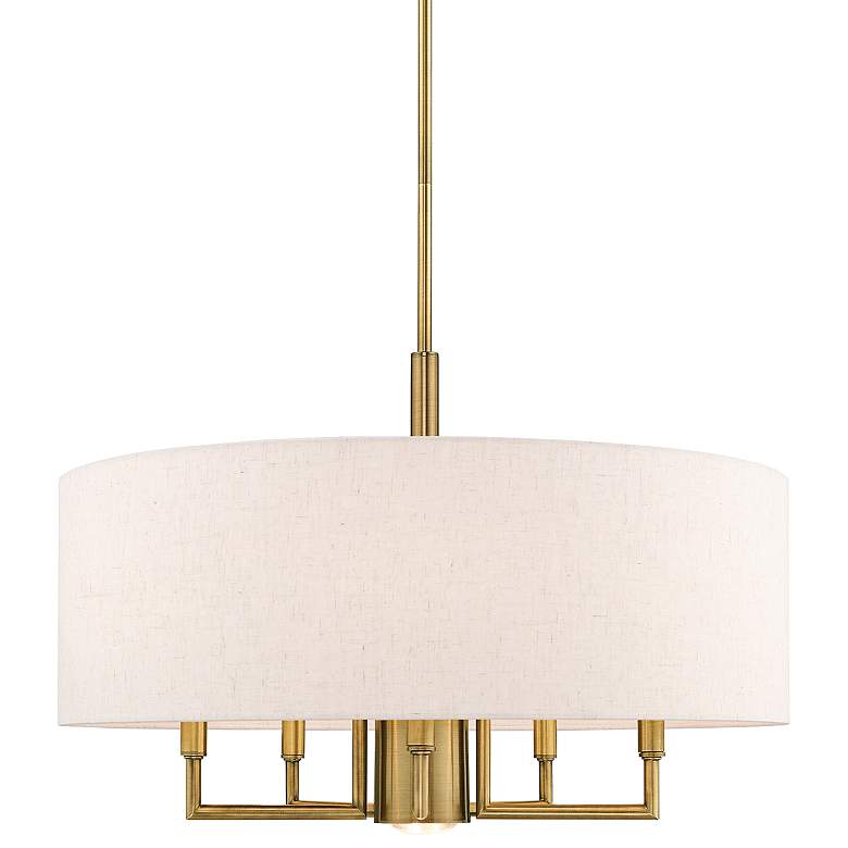 Image 3 Monroe 24" Wide Antique Brass 6-Light Drum Chandelier