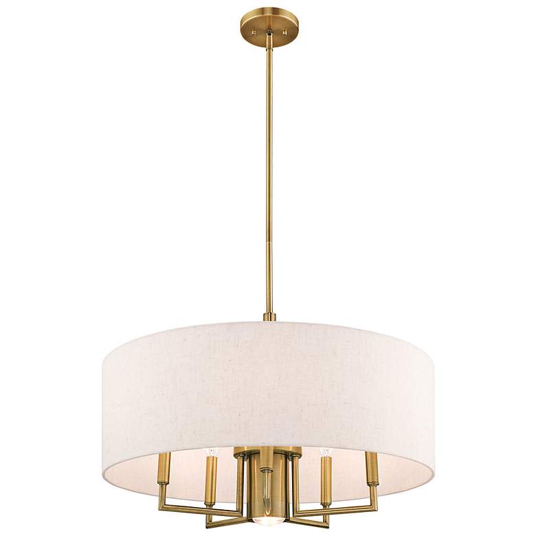 Image 5 Monroe 24" Wide Antique Brass 6-Light Drum Chandelier more views