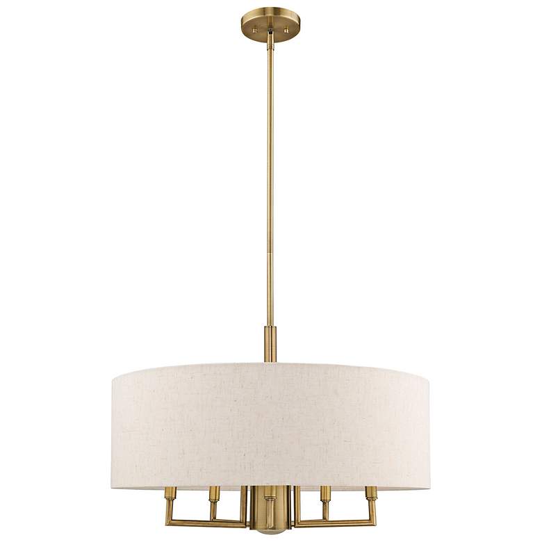 Image 6 Monroe 24" Wide Antique Brass 6-Light Drum Chandelier more views