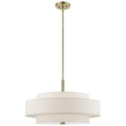 Monroe 24" Wide Antique Brass Triple Drum Pendant Light