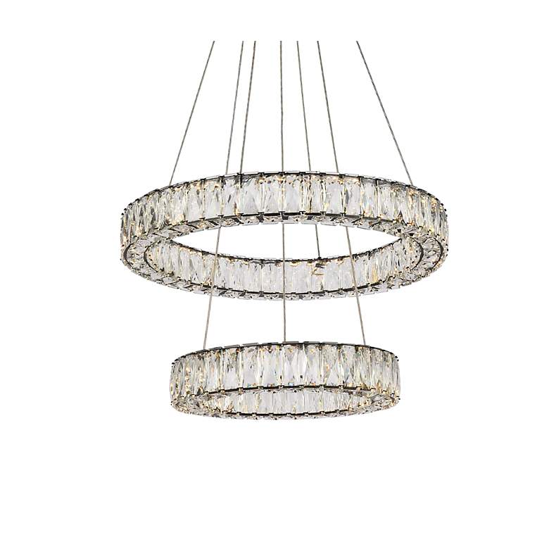 Image 4 Monroe 24" Wide Black Crystal 2-Ring LED Pendant Light more views