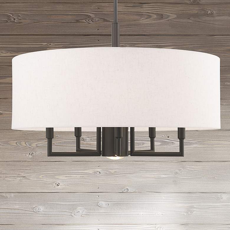 Image 2 Monroe 24" Wide English Bronze 6-Light Pendant
