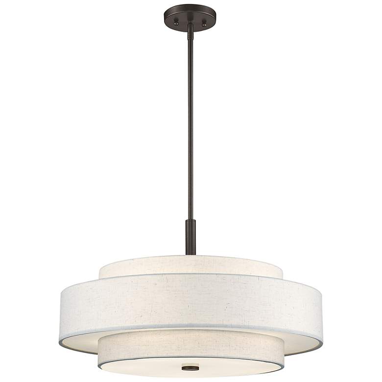 Image 6 Monroe 24"W English Bronze Double Shade Pendant Light more views