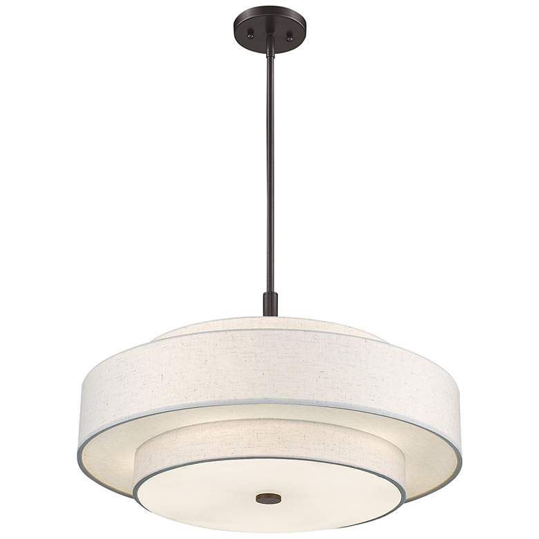 Image 7 Monroe 24"W English Bronze Double Shade Pendant Light more views
