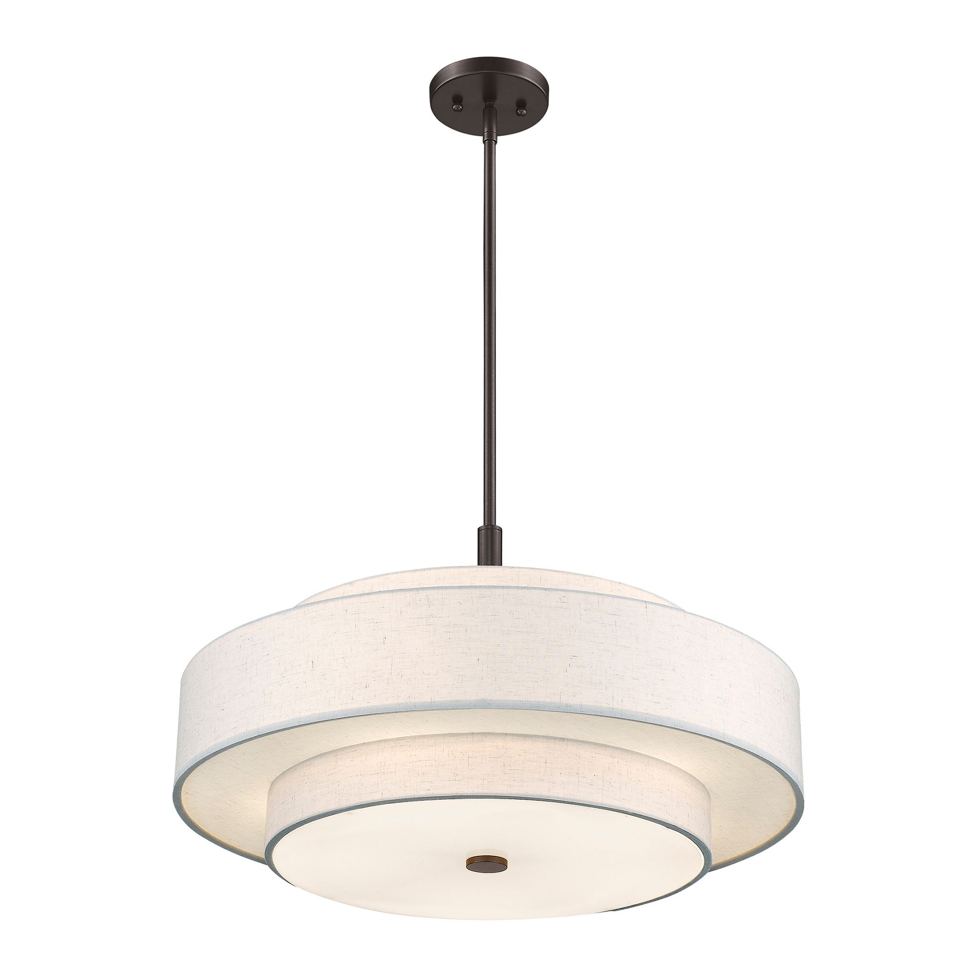 Monroe 24"W English Bronze Double Shade Pendant Light in scene