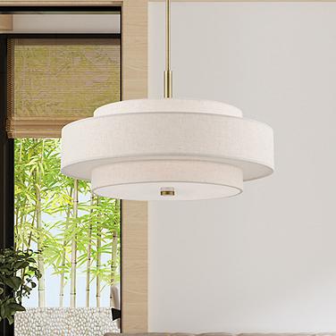 Monroe 24" Wide Antique Brass Triple Drum Pendant Light