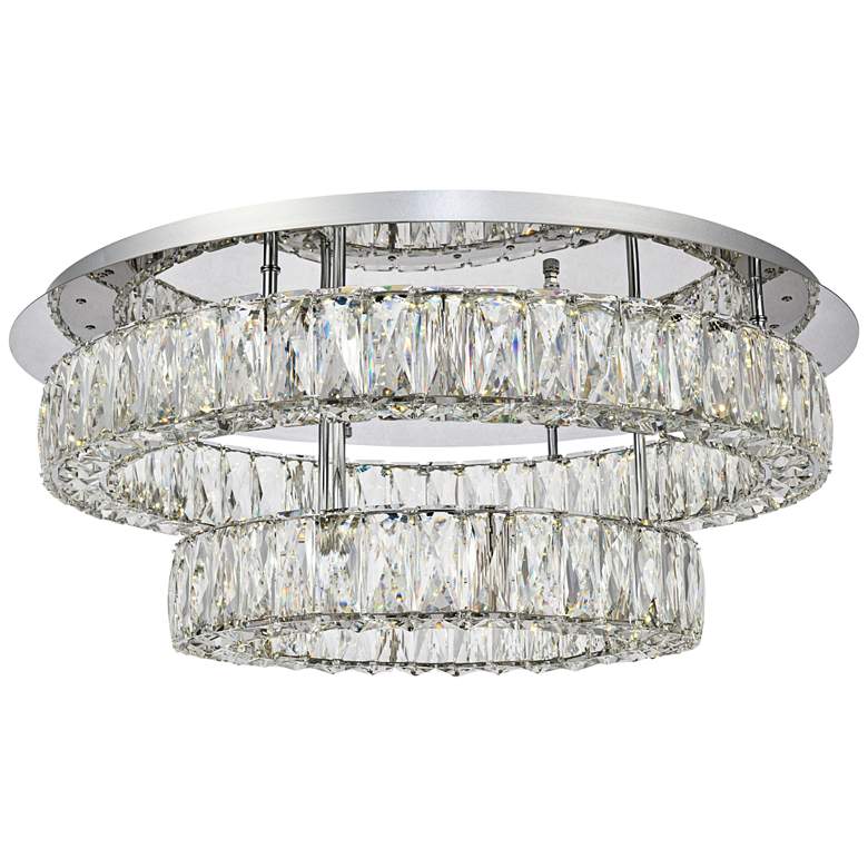 Image 1 Monroe 25 1/2" Wide Chrome 2-Ring LED Chip Ceiling Light