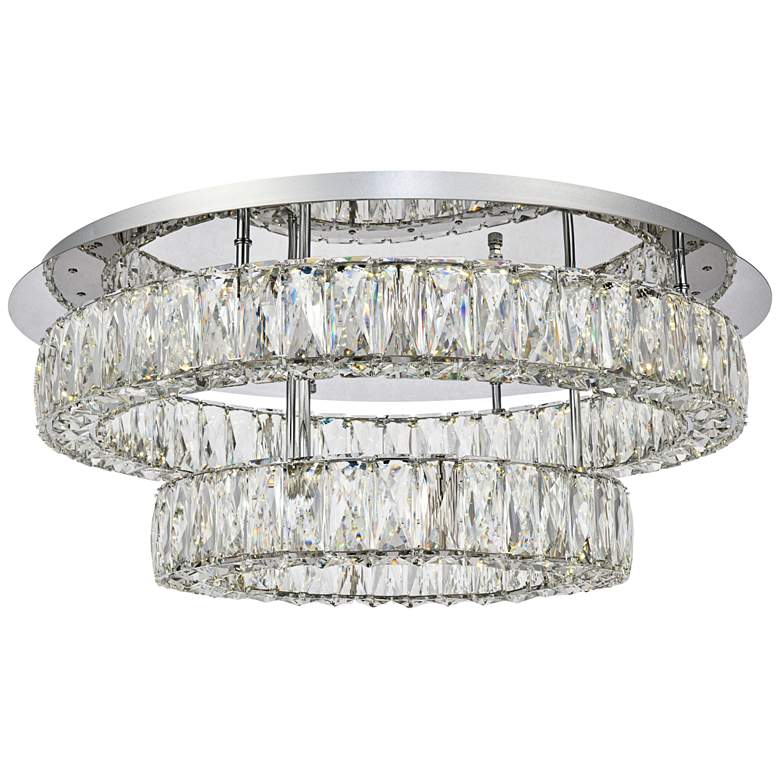 Image 1 Monroe 25 1/2 inch Wide Chrome 2-Ring LED Chip Ceiling Light