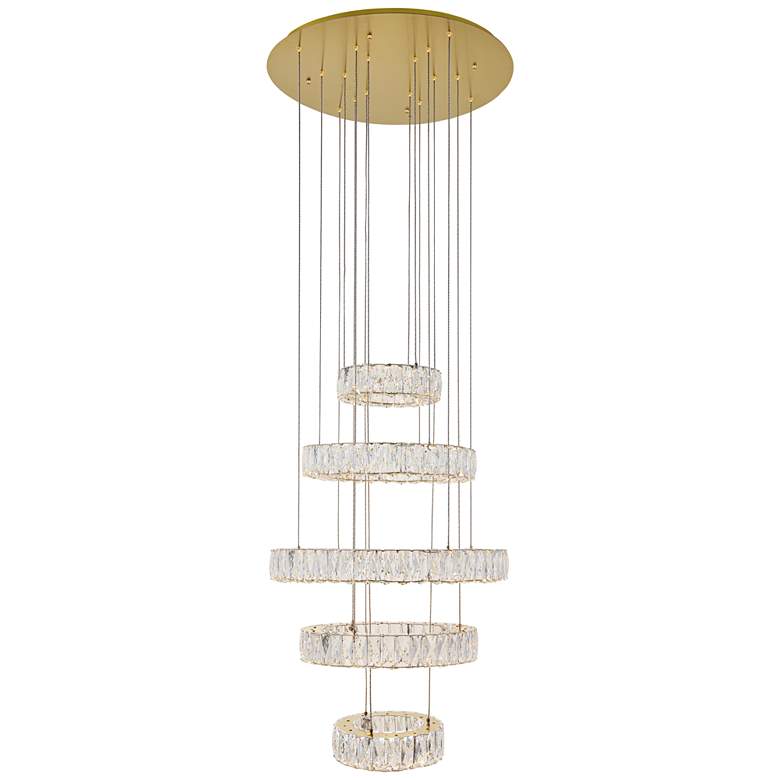 Image 2 Monroe 25 1/2" Wide Gold and Crystal 5-Tier LED Chandelier