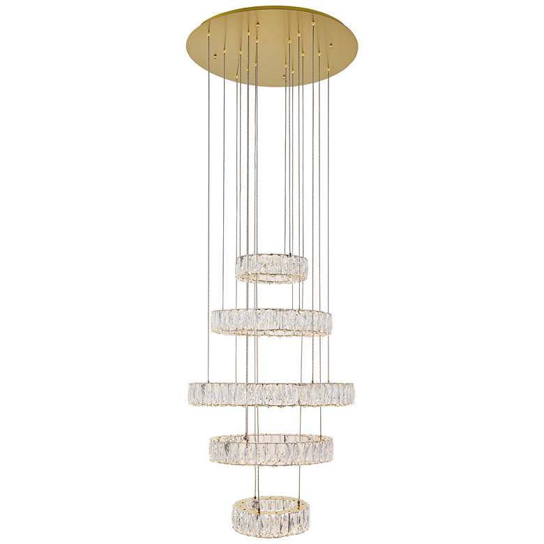 Image 2 Monroe 25 1/2" Wide Gold and Crystal 5-Tier LED Chandelier
