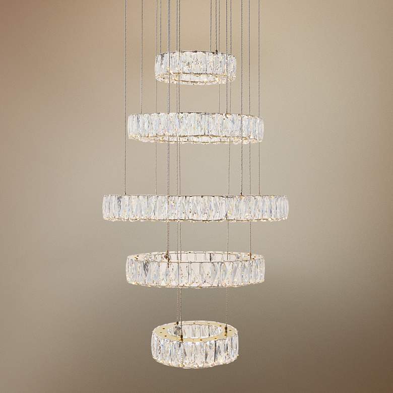 Image 1 Monroe 25 1/2" Wide Gold and Crystal 5-Tier LED Chandelier