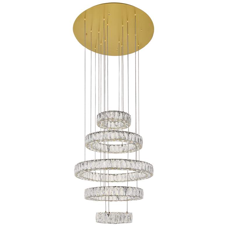 Image 3 Monroe 25 1/2" Wide Gold and Crystal 5-Tier LED Chandelier more views