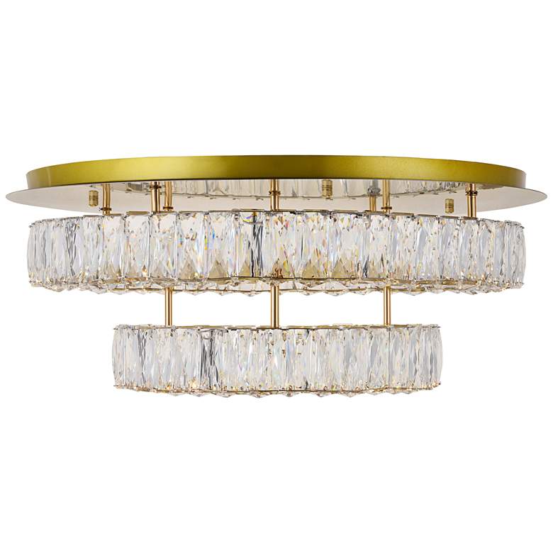 Image 2 Monroe 25 1/2 inchW Gold and Crystal 2-Tier LED Ceiling Light