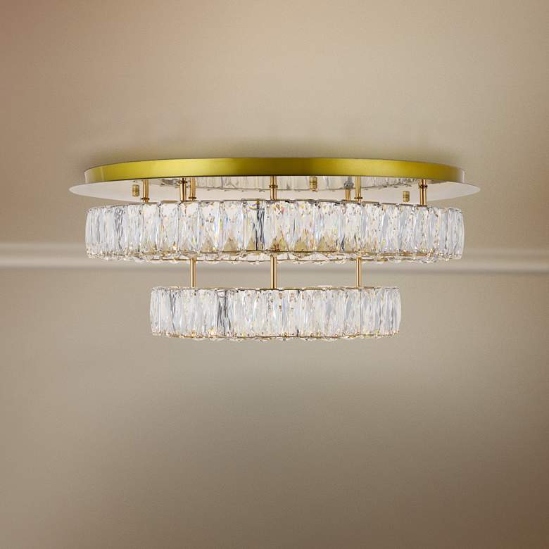 Image 1 Monroe 25 1/2 inchW Gold and Crystal 2-Tier LED Ceiling Light