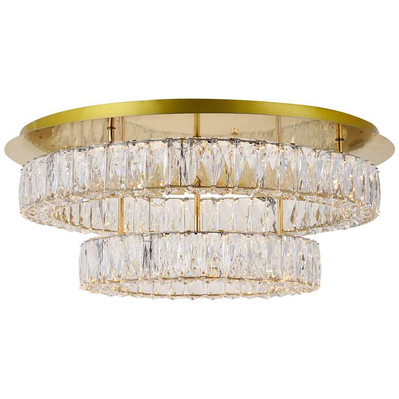 Image 3 Monroe 25 1/2"W Gold and Crystal 2-Tier LED Ceiling Light more views