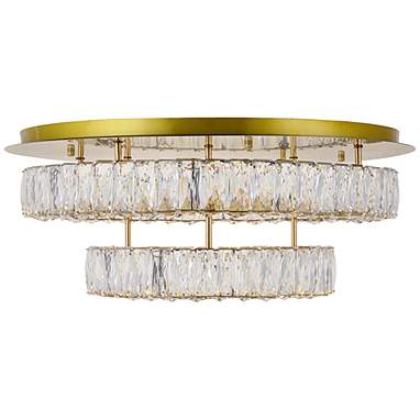 Monroe 25 1/2"W Gold and Crystal 2-Tier LED Ceiling Light