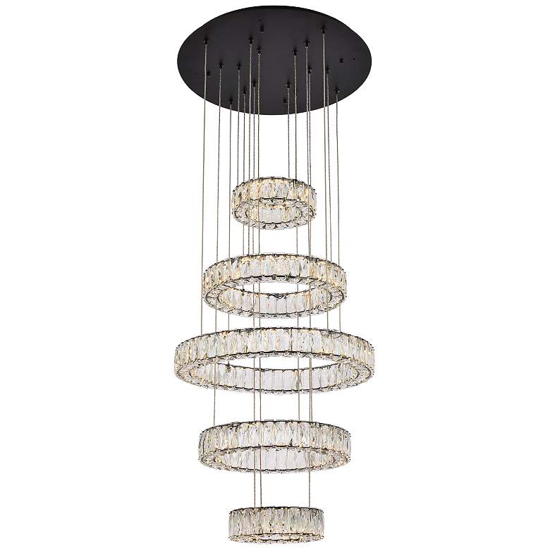 Image 1 Monroe 25 inch Led Five Ring Chandelier In Black