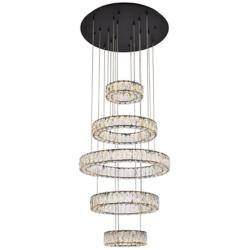 Monroe 25" Led Five Ring Chandelier In Black
