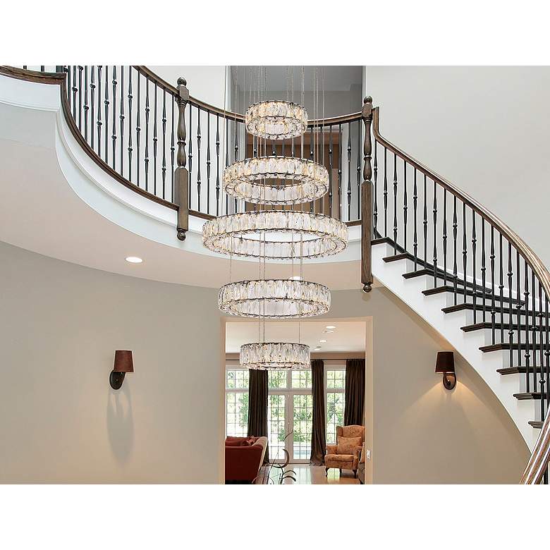 Image 2 Monroe 25" Led Five Ring Chandelier In Black more views