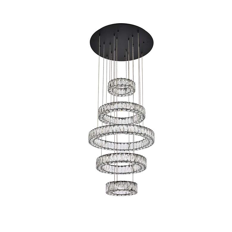 Image 7 Monroe 25" Led Five Ring Chandelier In Black more views