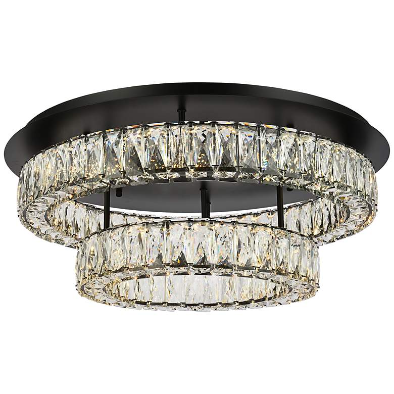 Image 2 Monroe 26" Wide Black and Clear Crystal LED Ceiling Light