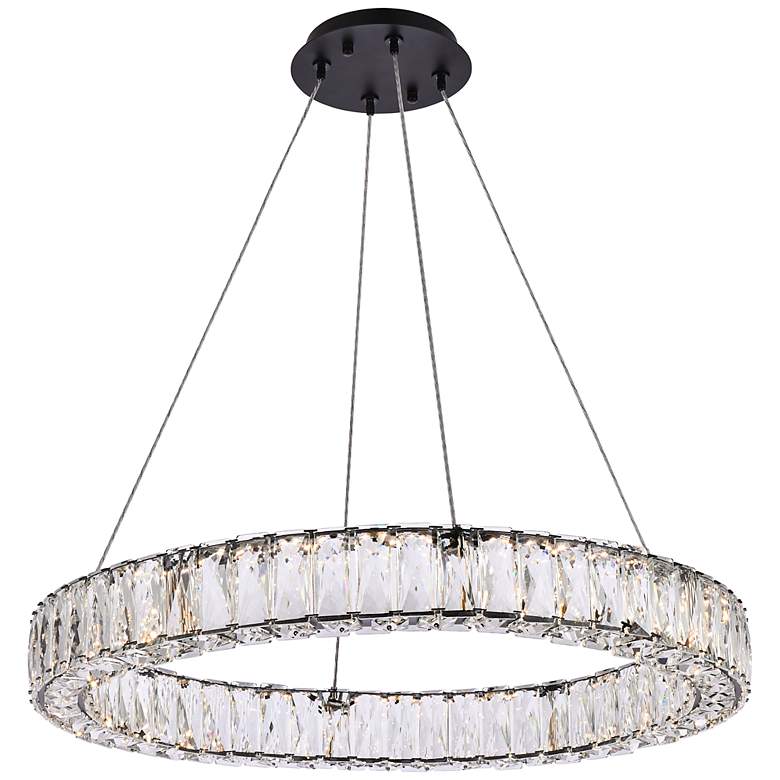 Image 2 Monroe 26" Wide Black Crystal LED Ring Pendant Light