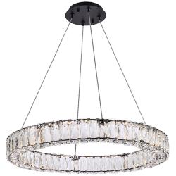 Monroe 26" Wide Black Crystal LED Ring Pendant Light