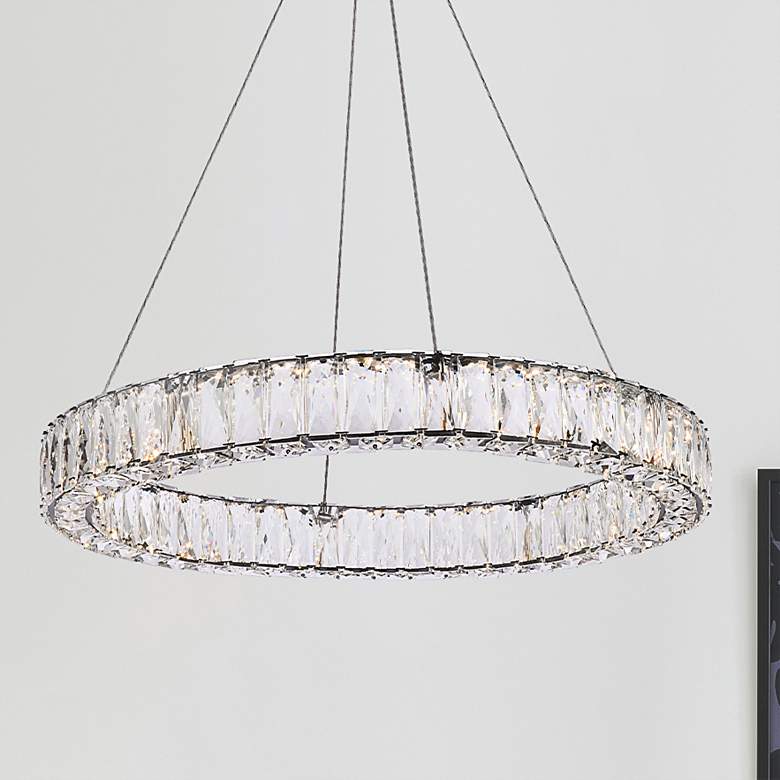 Image 1 Monroe 26" Wide Black Crystal LED Ring Pendant Light