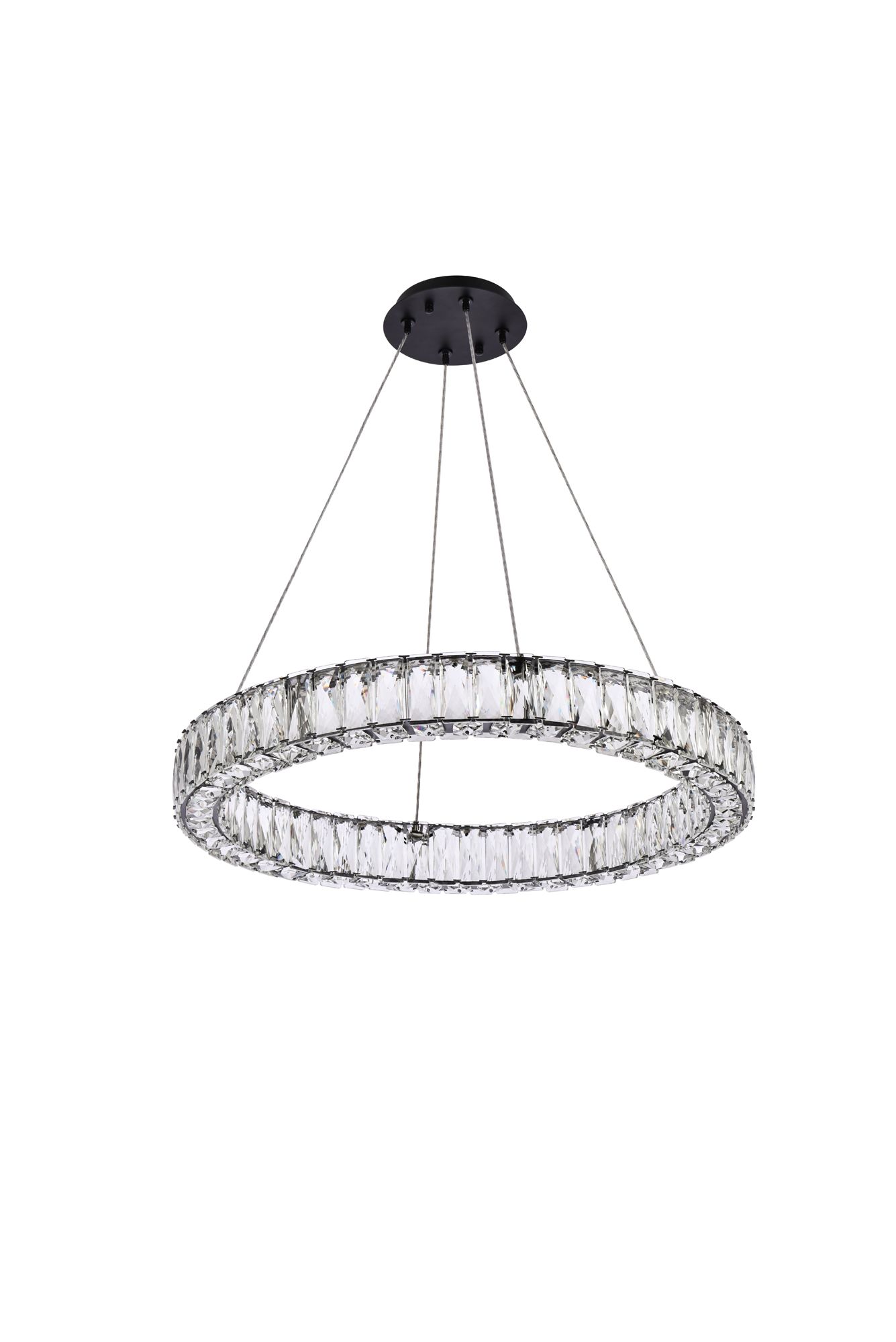 Monroe 26" Wide Black Crystal LED Ring Pendant Light