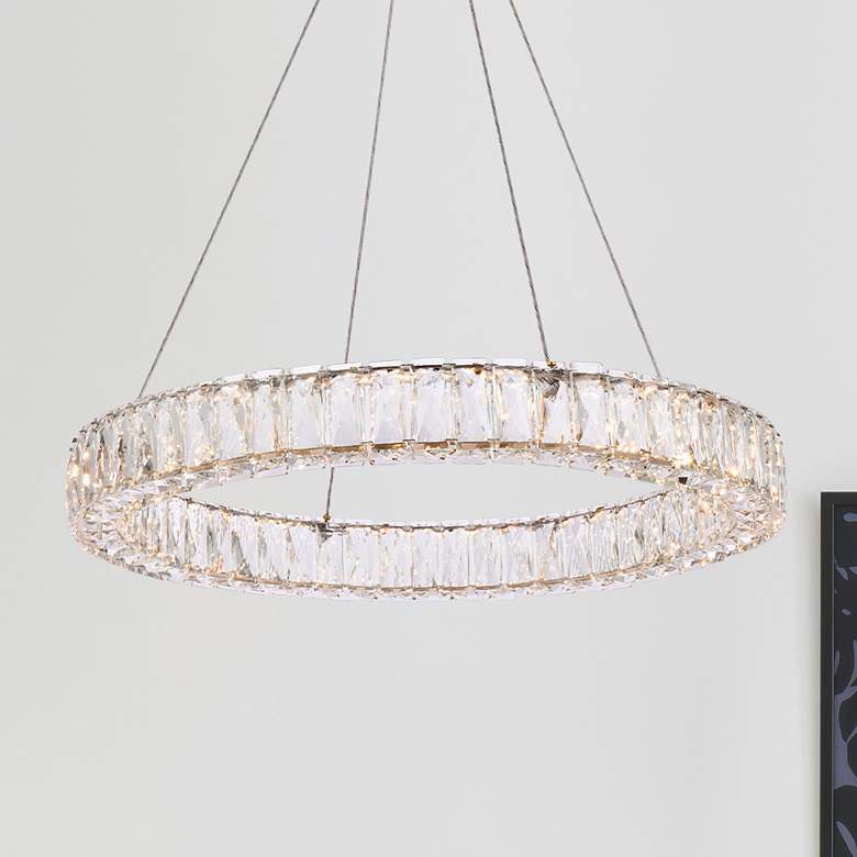 Image 1 Monroe 26" Wide Gold and Crystal LED Pendant Light