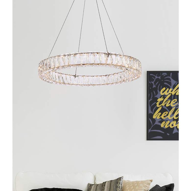 Image 3 Monroe 26" Wide Gold and Crystal LED Pendant Light more views