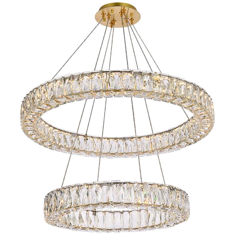 Image 2 Monroe 27 1/2" Wide Gold and Crystal 2-Ring LED Chandelier