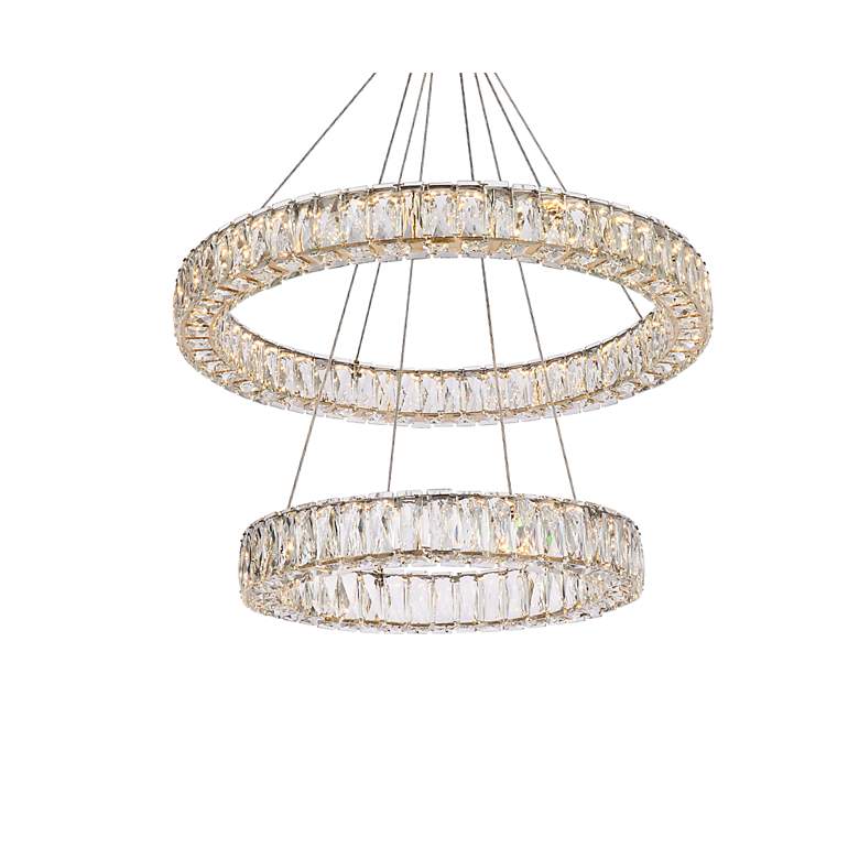 Image 7 Monroe 27 1/2" Wide Gold and Crystal 2-Ring LED Chandelier more views