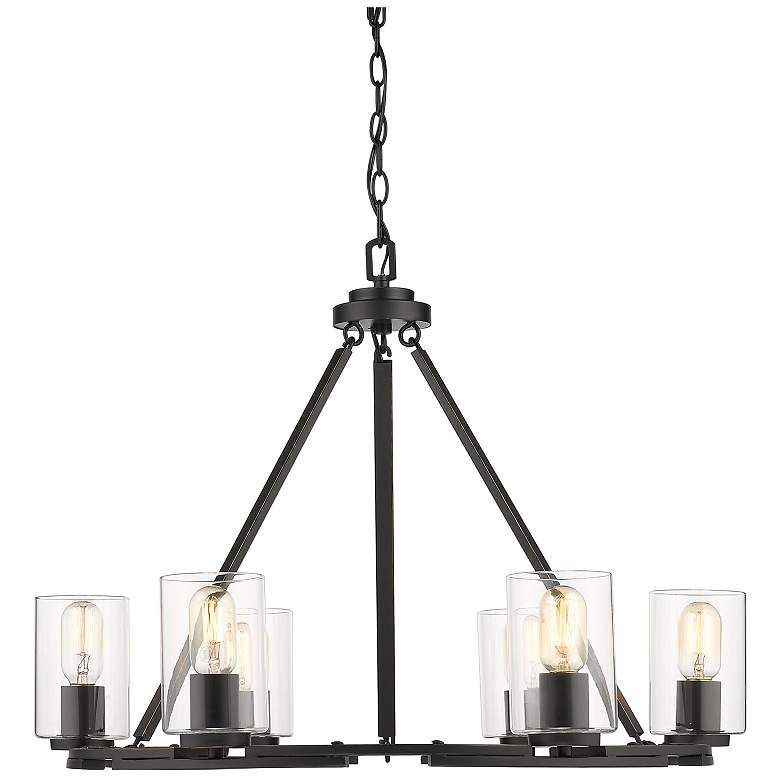 Image 1 Monroe 28 3/4 inch Matte Black and Gold 6-Light Chandelier With Clear Glas