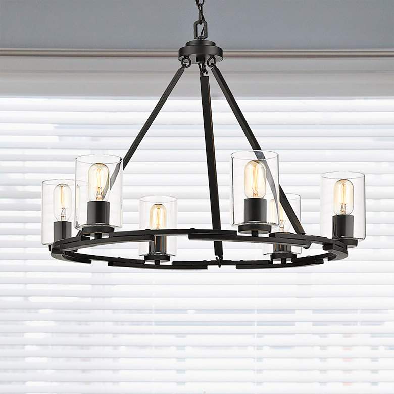 Image 1 Monroe 28 3/4" Wide Matte Black 6-Light Chandelier