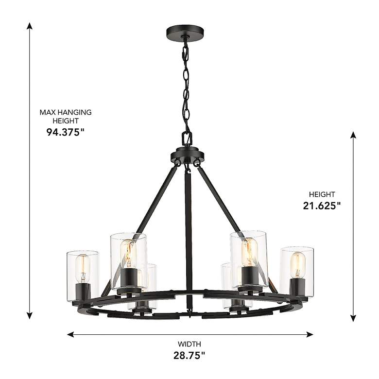 Image 6 Monroe 28 3/4" Wide Matte Black 6-Light Chandelier more views